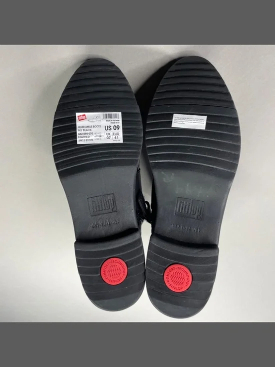 NEW Fit Flop Shoes Womens 9 black leather helmi ankle boots alligator goth moto - Picture 11 of 12